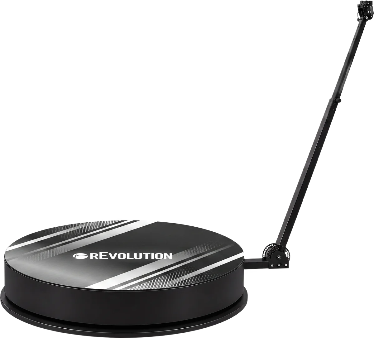 360 camera platform with rotating boom arm, shown in a rEveoltuon  custom wrap